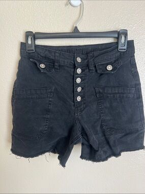 Hydraulic Black Button-Front Denim Shorts